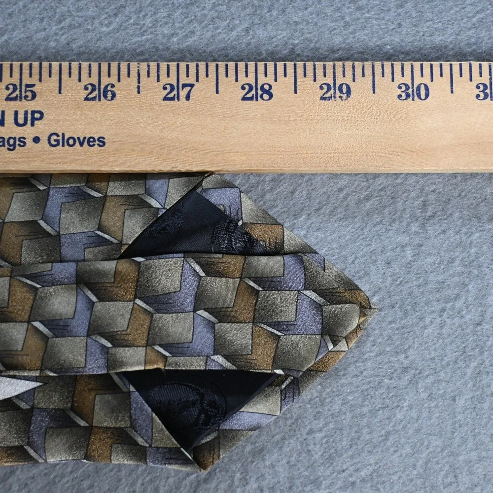 Grateful Dead Mens‎ Step Out Twenty-First Set Silk Tie OS Gold Grey Geometric